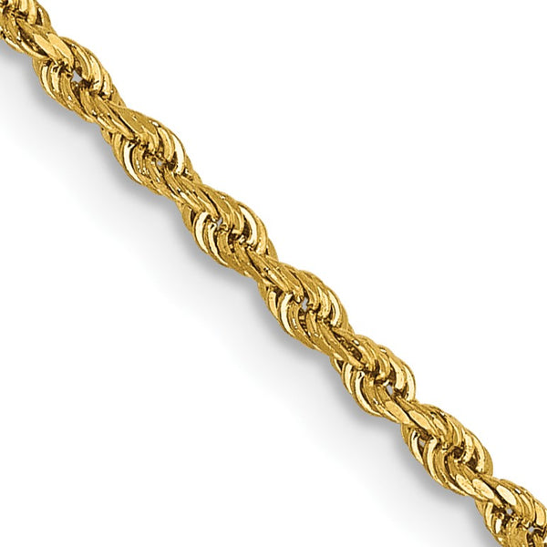 14KT Yellow Gold 30" 1.5MM Rope Diamond-cut Lobster Clasp Chain