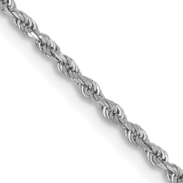 14KT White Gold 24" 1.5MM Diamond-cut Lobster Clasp Rope Chain