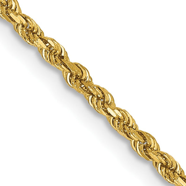 14KT Yellow Gold 18" 1.75MM Diamond-cut Lobster Clasp Rope Chain