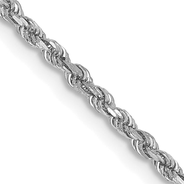 14KT White Gold 24" 1.75MM Diamond-cut Lobster Clasp Rope Chain