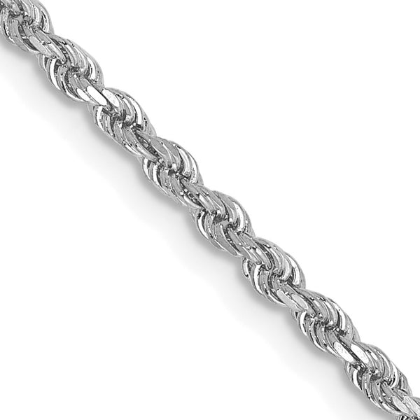 14KT White Gold 28" 2MM Diamond-cut Rope Chain