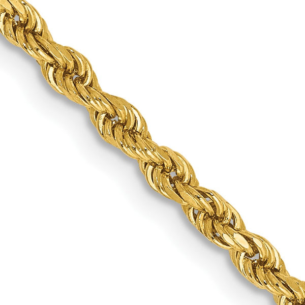 14KT Yellow Gold 16" 2.25MM Diamond-cut Lobster Clasp Rope Chain