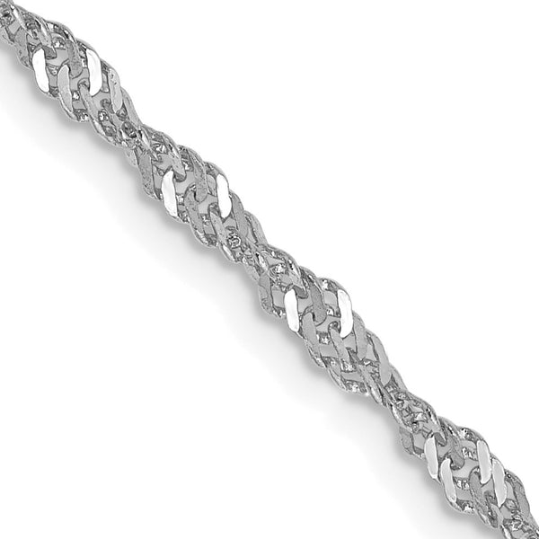 14KT White Gold 20" 2MM Diamond-cut Lobster Clasp Singapore Chain