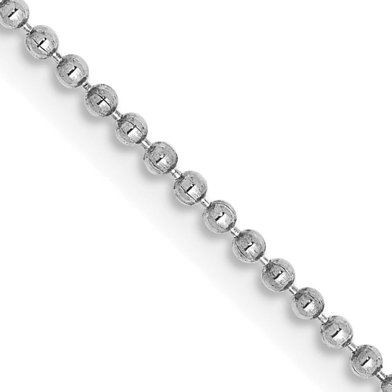 14KT White Gold 18-inch 1.2MM Diamond-cut Lobster Clasp Beaded Chain