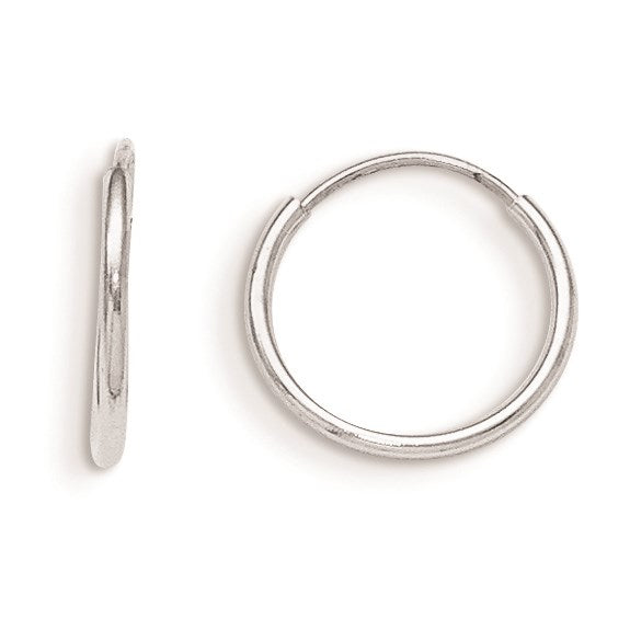 14KT White Gold 12MM Endless Hoop Earrings