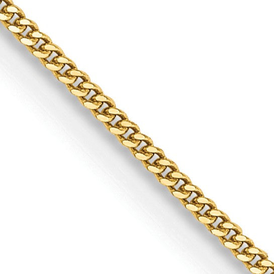 14KT Yellow Gold 16" 0.9MM Curb Pendant Chain