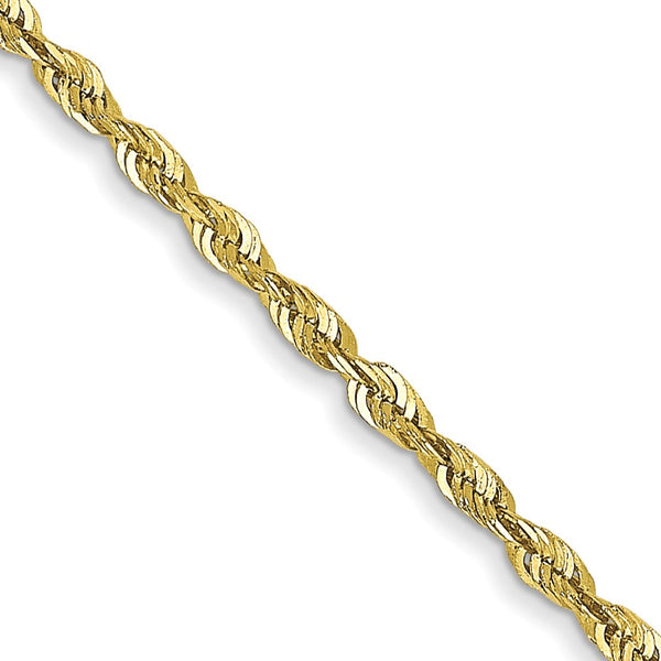 10KT Yellow Gold 16" 1.5MM Diamond-cut Lobster Clasp Rope Extra-Light Chain