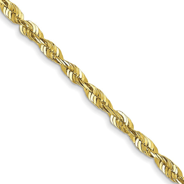 10KT Yellow Gold 20" 1.8MM Diamond-cut Lobster Clasp Rope Extra-Light Chain