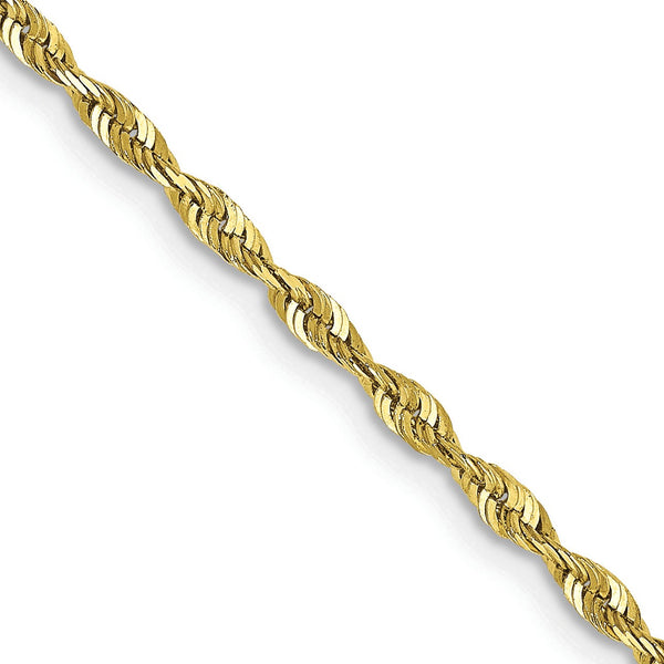 10KT Yellow Gold 18" 2MM Diamond-cut Lobster Clasp Rope Extra-Light Chain