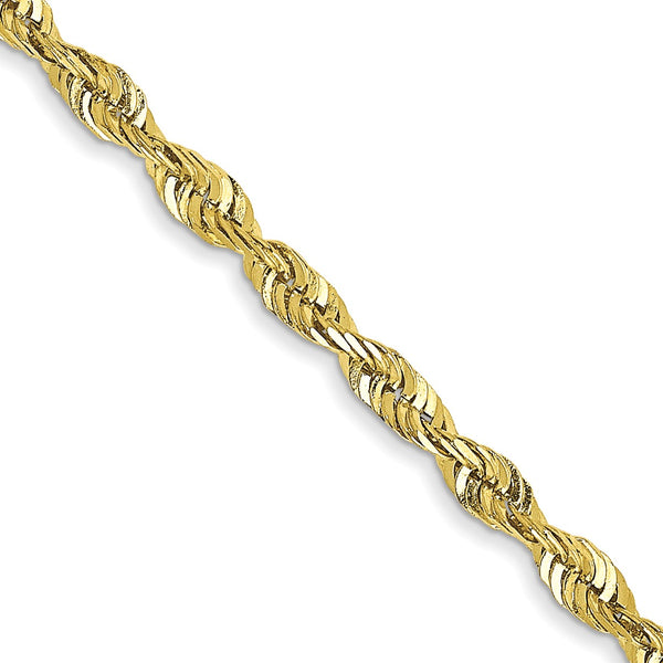 10KT Yellow Gold 24" 2.25MM Diamond-cut Lobster Clasp Rope Extra-Light Chain