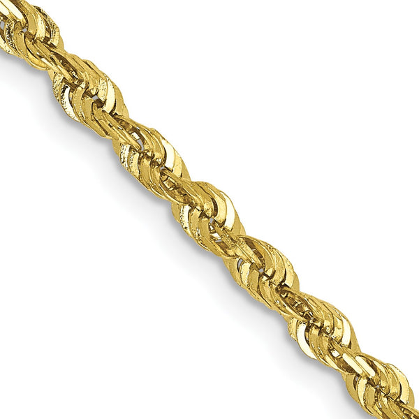 10KT Yellow Gold 20" 2.75MM Diamond-cut Lobster Clasp Rope Extra-Light Chain