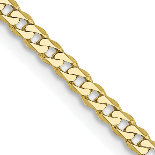 10KT Yellow Gold 16" 2.2MM Flat Beveled Curb Chain