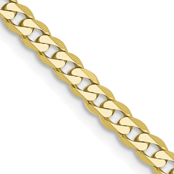 10KT Yellow Gold 16" 2.9MM Flat Beveled Curb Chain