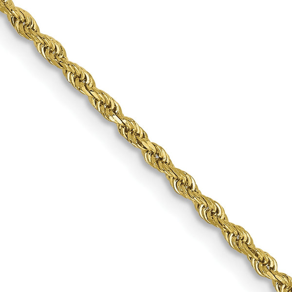 10KT Yellow Gold 16" 1.5MM Diamond-cut Lobster Clasp Rope Chain