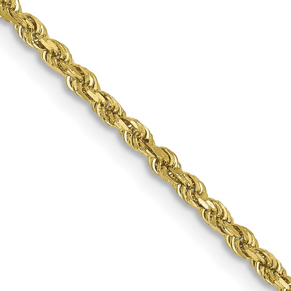 10KT Yellow Gold 16" 1.75MM Diamond-cut Lobster Clasp Rope Chain