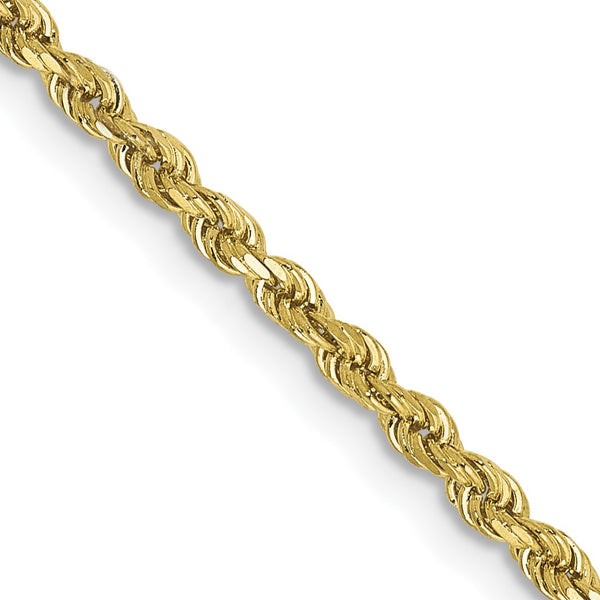 10KT Yellow Gold 18" 2.25MM Diamond-cut Lobster Clasp Rope Chain