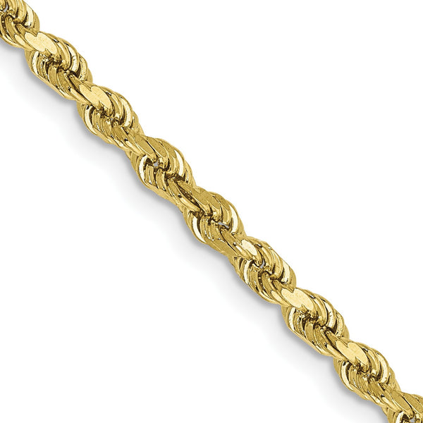 10KT Yellow Gold 24" 2.75MM Diamond-cut Lobster Clasp Rope Chain