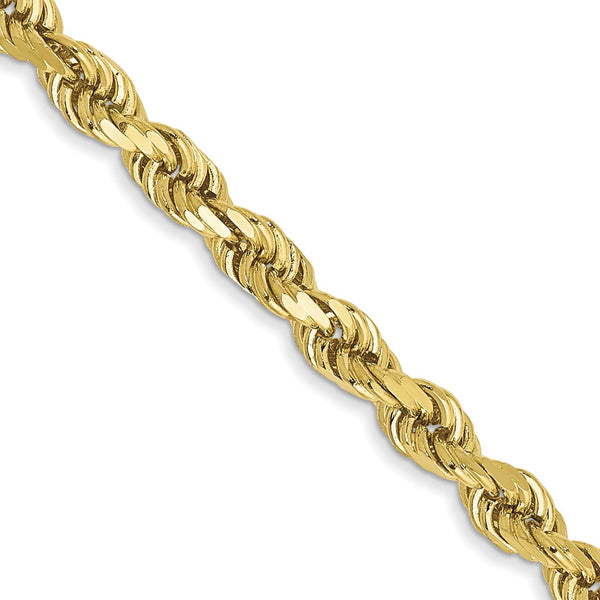 10KT Yellow Gold 22" 3.2MM Diamond-cut Lobster Clasp Rope Chain