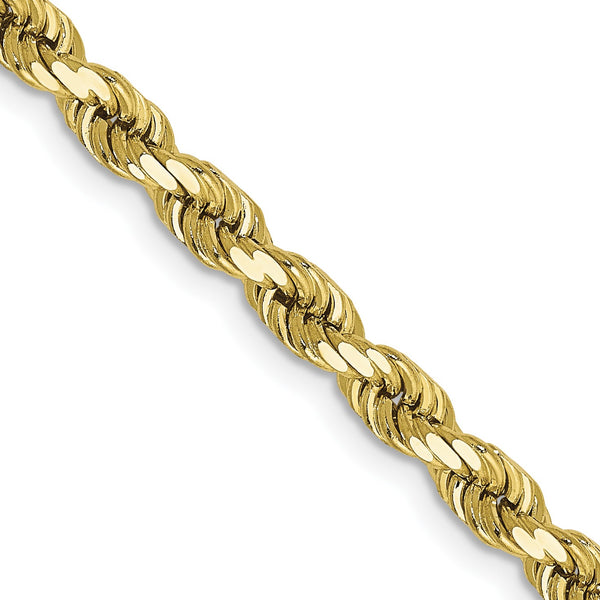 10KT Yellow Gold 24" 4MM Diamond-cut Lobster Clasp Rope Chain