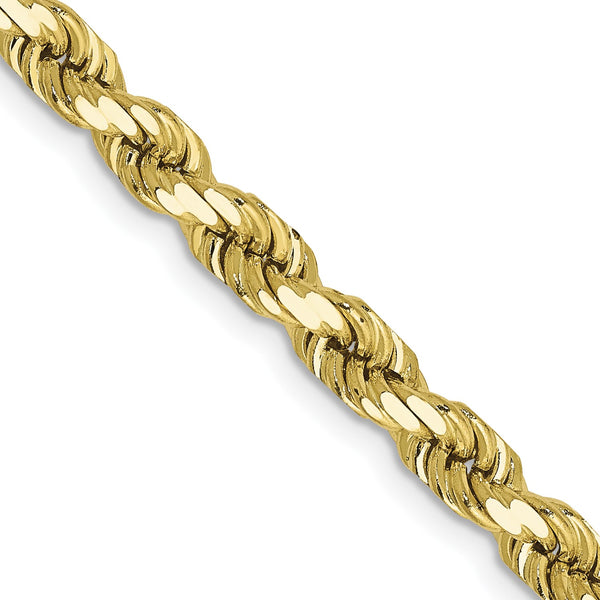 10KT Yellow Gold 18" 5MM Diamond-cut Lobster Clasp Rope Chain