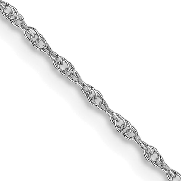 10KT White Gold 16" 0.95MM Cable Rope Pendant Chain