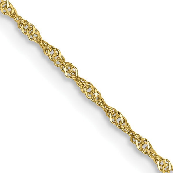 10KT Yellow Gold 16" 1.1MM Singapore Pendant Chain