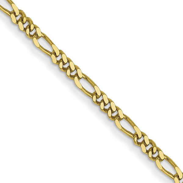 10KT Yellow Gold 16" 1.25MM Flat Figaro Pendant Chain