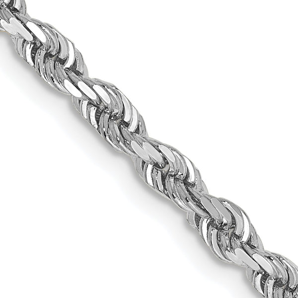 10KT White Gold 18" 3.35MM Diamond-cut Rope Chain