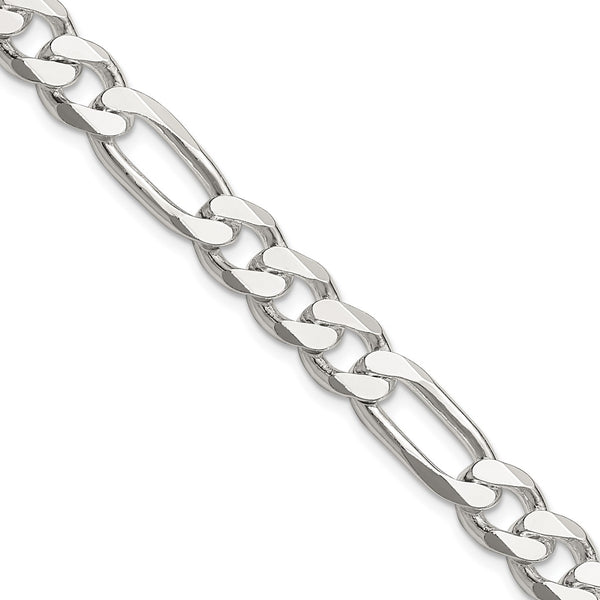 Sterling Silver 20" 8MM Lobster Clasp Figaro Chain