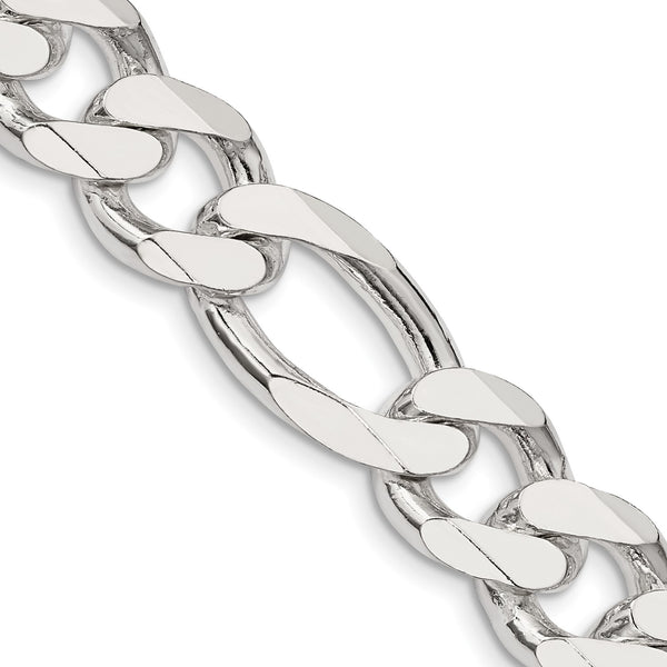 Sterling Silver 28" 13.5MM Figaro Chain