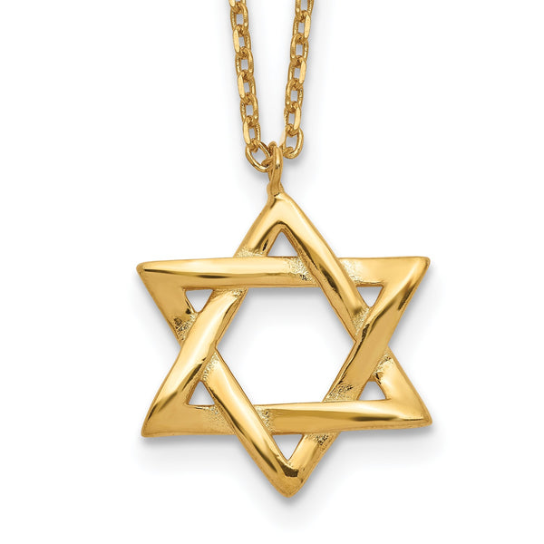 Gold Plated Sterling Silver 16.5" Star Of David Necklace