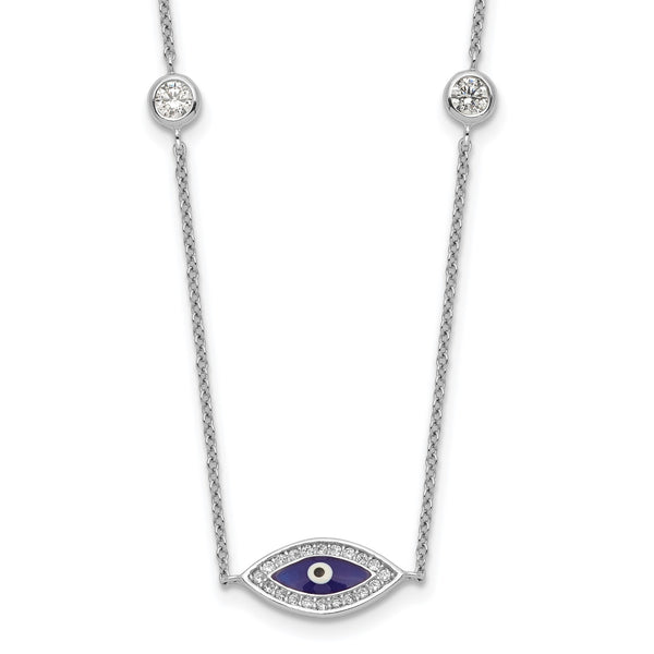 Sterling Silver Cubic Zirconia 36" Evil Eye Necklace