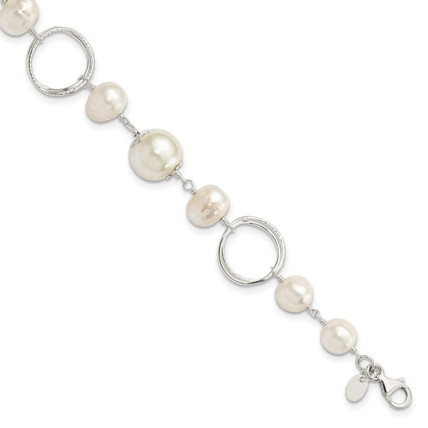 Sterling Silver Pearl 8.5" Lobster Clasp Bracelet