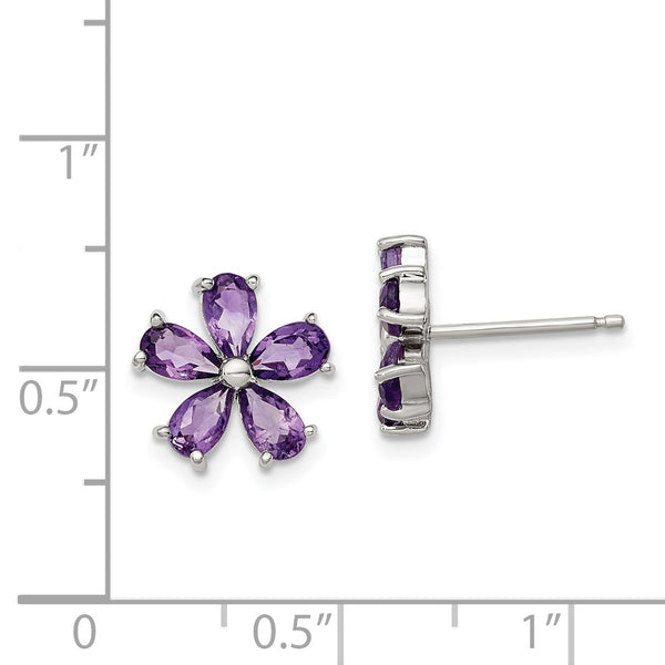 Sterling Silver 2 CTW Amethyst 11MM Flower Stud Earrings