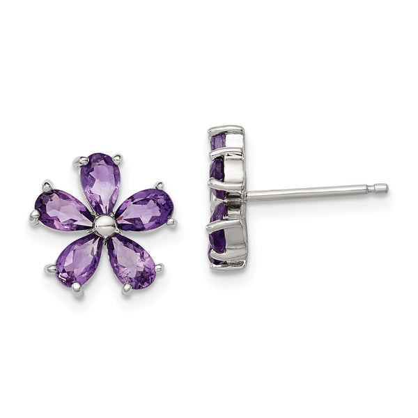 Sterling Silver 2 CTW Amethyst 11MM Flower Stud Earrings