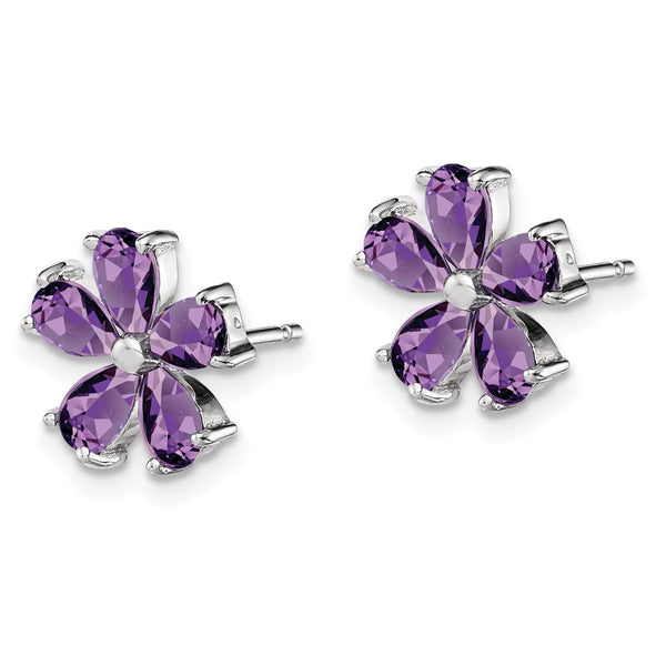 Sterling Silver 2 CTW Amethyst 11MM Flower Stud Earrings