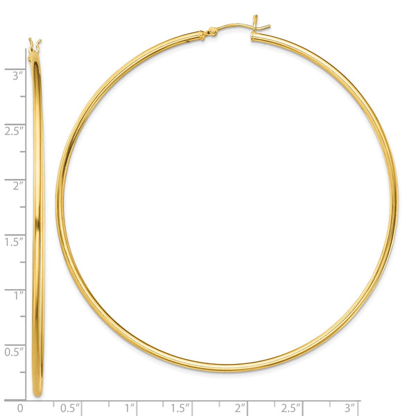 Goldtone Sterling Silver 2X80MM Hoop Earrings