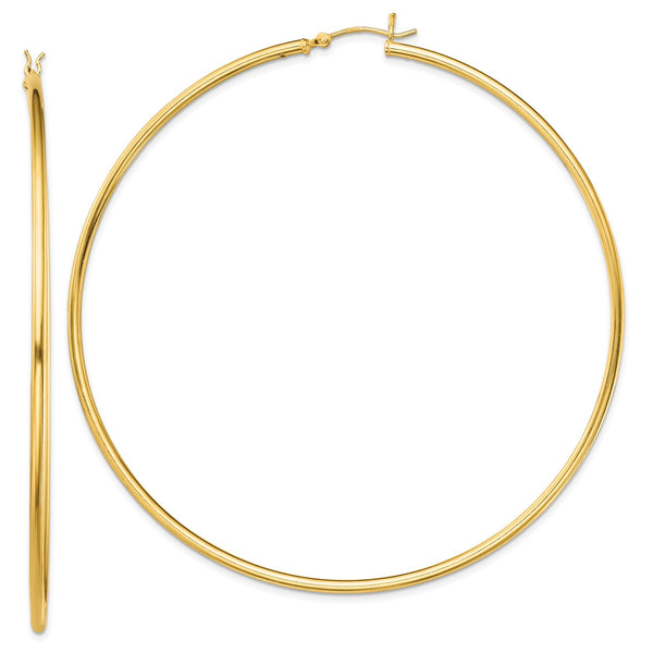 Goldtone Sterling Silver 2X80MM Hoop Earrings