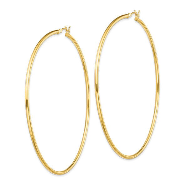 Goldtone Sterling Silver 2X80MM Hoop Earrings