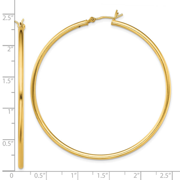 Goldtone Sterling Silver 2X55MM Hoop Earrings