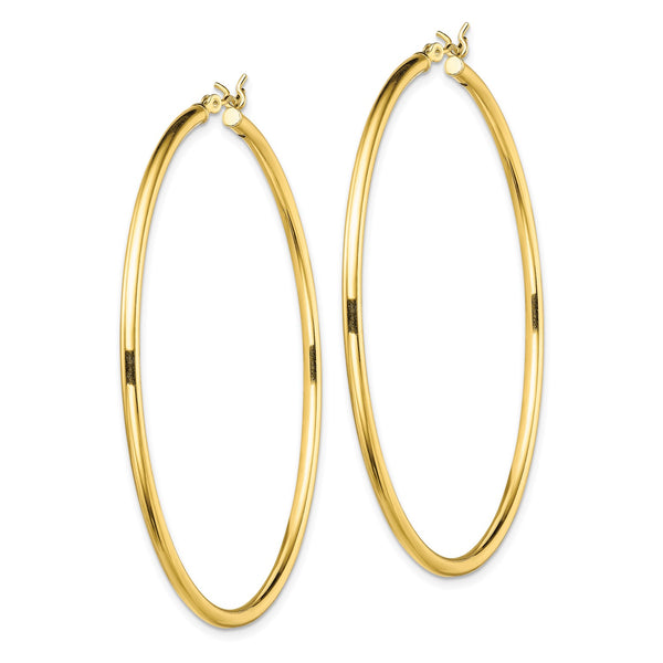 Goldtone Sterling Silver 2X55MM Hoop Earrings