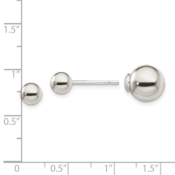 Sterling Silver 6MM 10MM Reversible Ball Stud Earrings