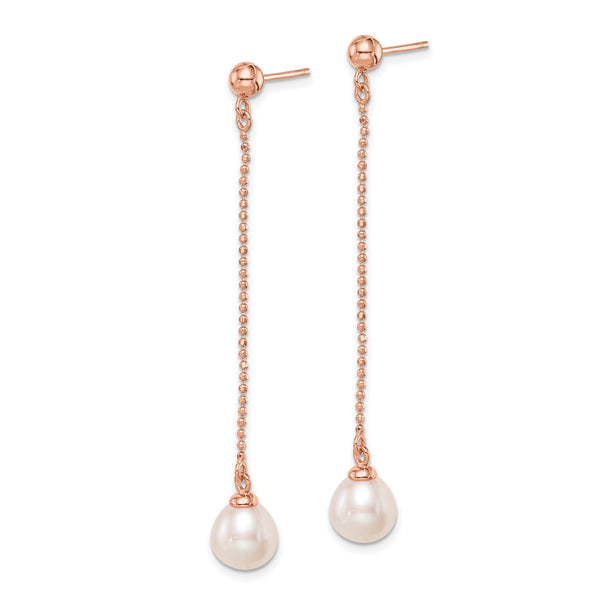 Rosetone Sterling Silver 7X8MM Pearl Drop & Dangle Earrings