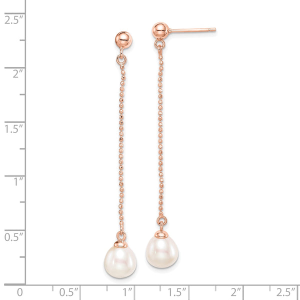 Rosetone Sterling Silver 7X8MM Pearl Drop & Dangle Earrings