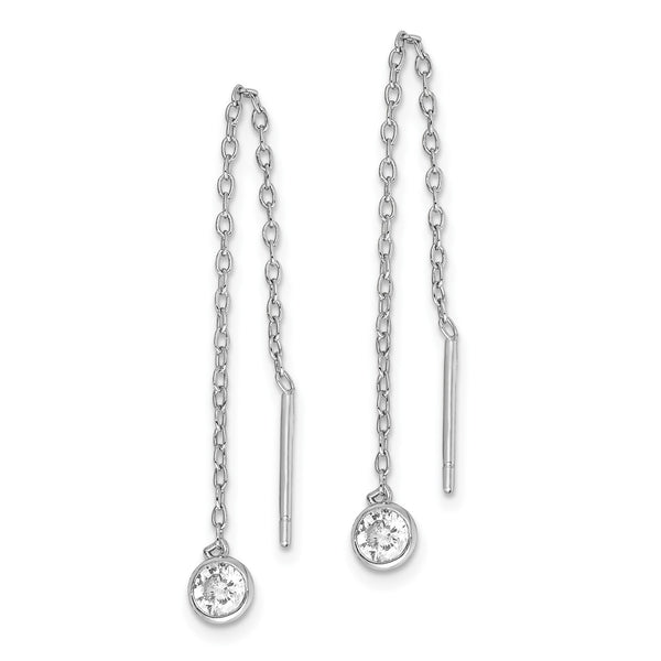 Sterling Silver Cubic Zirconia 63X4MM Threader Earrings