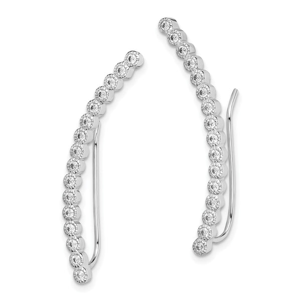 Sterling Silver Cubic Zirconia Ear Climber Earrings