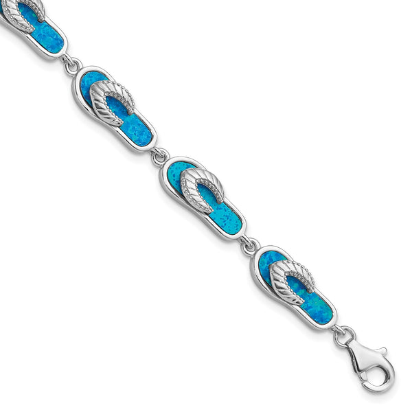 Sterling Silver Opal 7" Sandals Bracelet