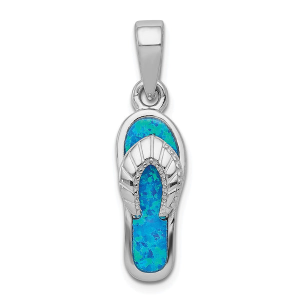 Sterling Silver Opal 27X8MM Sandal Pendant-Chain Not Included