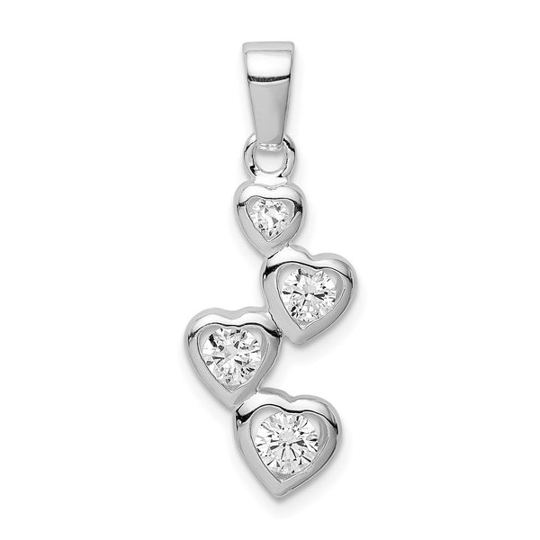 Sterling Silver Cubic Zirconia 30X11MM Heart Pendant-Chain Not Included