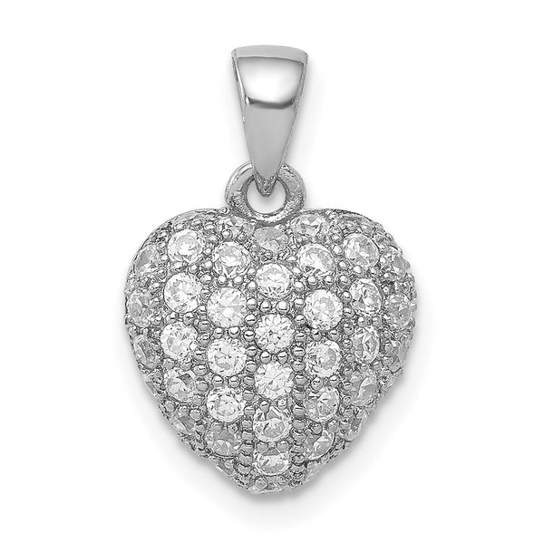 Sterling Silver Cubic Zirconia Heart Pendant-Chain Not Included